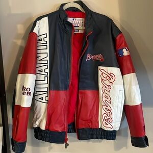 90s Vintage Atlanta Braves Pro Layer Leather Jacket